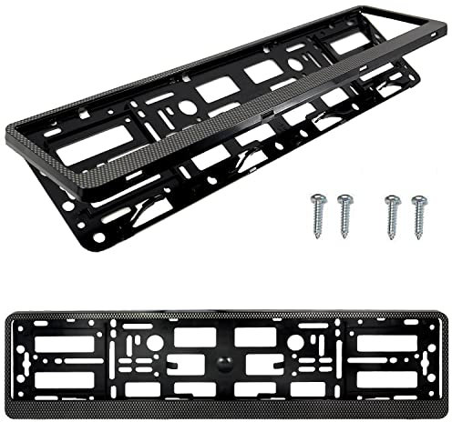 PAIR (2PCS) CARBON HINGED Car Registration License Number Plate Surround Holder for flat car bumpers, caravans and trailers