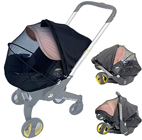 Brogtorl Moskitonetz für Kinderwagen, Universal mit Sonnenblende, Kompatibel mit Doona, Großer Raum, Schlafmodus, Netz mit hoher Dichte, Einfach zu bedienen