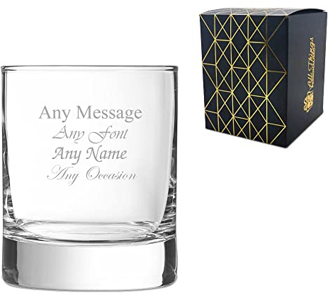 Personalised Engraved Islande Whiskey Glass, Holds Up to 10.14oz/300ml of Liquid, Customise with Any Message, Such as Birthdays, Weddings, Christmas, Easter, Graduation, Gift Boxed
