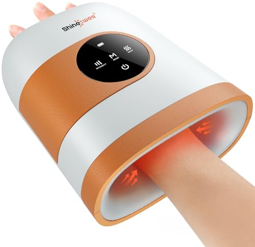 SHINE WELL Hand Massager - Cordless Hand Massager with Heat and Compression for Arthritis and Carpal Tunnel - Muscles Pain Relief from Wrist to Palm and Finger, Gifts for Women