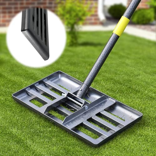 Lawn Leveling Rake, Heavy Duty 17 x 10 Stainless Steel Lawn Leveler for Soil Dirt Leveling Spreading,72 Adjustable Long Handle,Golf Field,Lawn,Tight Spot Landscaping Tool,Ground Leveler for Yard