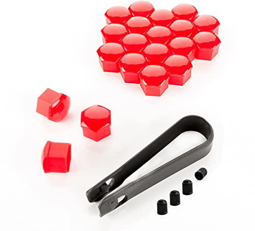 LST 20x Sechskant Felgen Radschraube Abdeckkappen Kappen Set 17 mm rot Glanz
