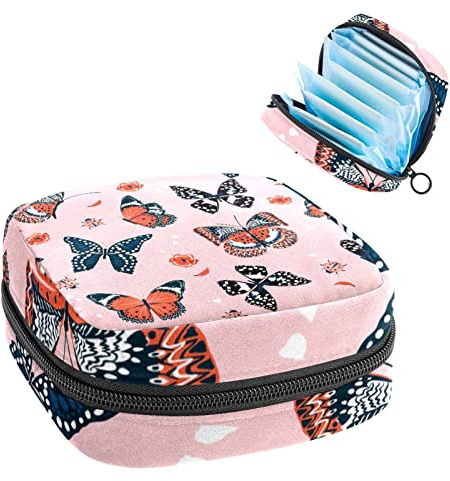 Perioden-Tasche, tragbar, Tampon-Aufbewahrungstasche für Damenbinden, Pink, Mehrfarbig, 4.7x6.6x6.6 in/12x17x17 cm
