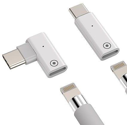 Apple Pencil Adapter Ladegerät Zubehör (2 Stück) iPencil 1. Generation USB C Stecker auf Lightning weiblich Ladeadapter MFI zertifiziert 1 Generation Eingabestift Typ Konverter für iPad Pro
