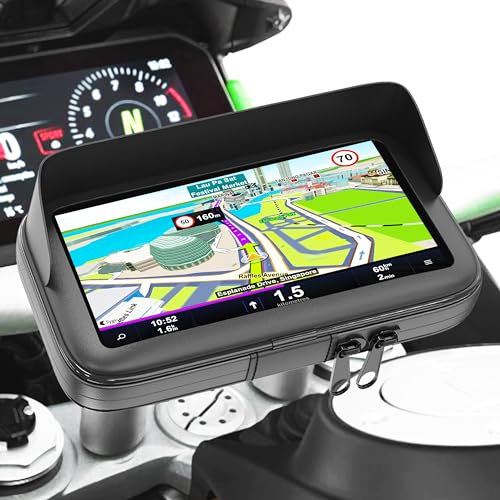 Porta cellulare moto bici impermeabile con caricabatterie da 2.1A connessione veloce custodia con visiera antiriflesso valida per smartphone fino a 7,5 fissaggio infrangibile del manubrio