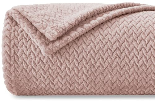 Homebliss Kuscheldecke 150 x 200 cm Flauschig Fleecedecke,Decke Couch Blanket,Super Weiche Fleecedecke als Sofaüberwurf-oder Bettüberwurf,Tagesdecke - Rosa