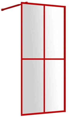 vidaXL Duschwand für Begehbare Dusche mit ESG Klarglas Rot 100x195 cm