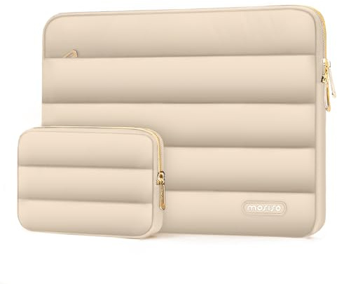 MOSISO Laptop Hülle Tasche 13,3 Zoll, 13-13,3 Zoll Puffy Laptoptasche | Weich, Wasserdicht, Stoßfest für 13-14 MacBook Air M5 M4 M3 M2 M1/Neo (A18)/Pro 14, HP Dell Lenovo Surface, Aprikose