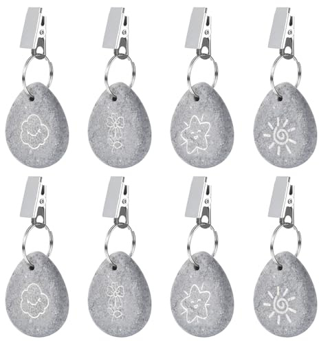 8 Stück Tischdeckenbeschwerer Aus Naturstein,Tischdeckenbeschwerer Set Mit Clip,Tischdeckenbeschwerer Für Draußen,Grau Stein Tischdecke Gewichte Für Für Outdoor, Restaurant, Hochzeit, Hausgebrauch