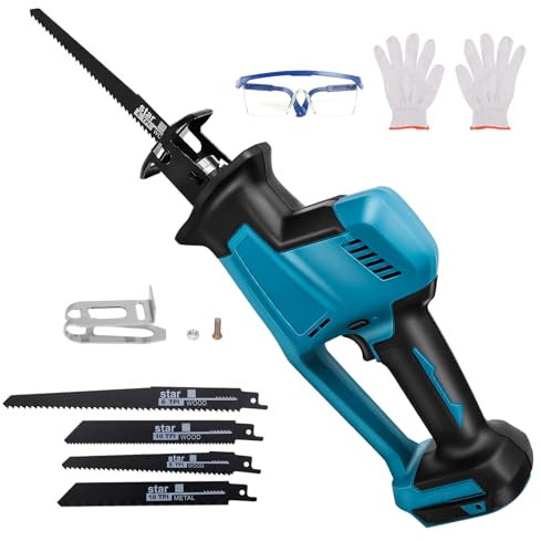Cordless Reciprocating Saw for Makita 18V LXT Battery, 0-3100 SPM, Stroke Length 22mm, Brushless Reciprocating Saw with 4 Saw Blades, for Cutting Wood, Plastic, Metal (Tool Only, No Battery)