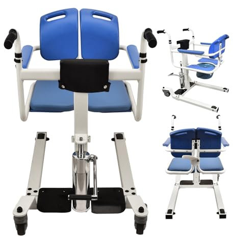 flatpincololee Neuer hydraulischer Hebestuhl mit Bettpfanne, Patiententransferstuhl, wasserdichter Badestuhl, Sitzbreite 48 cm, Transfer vom Bett zur Toilette, maximale Belastung 275 Pfund
