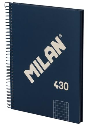 MILAN® Notizbuch A5, Hardcover, kariert, 5 x 5 mm, 80 Blatt, 95 g/m², Kollektion 430, blau
