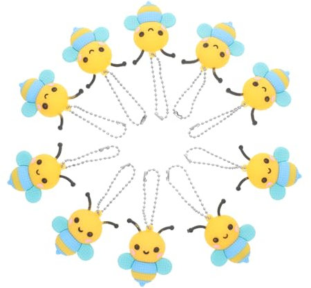 HAWILLOSCH 10pcs Pvc Bee Charms Keychain Cute Bee Pendants for Bags Backpacks Vibrant Decor for Party Favors for Women Boys and Girls
