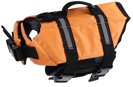 Supvox Sicherheitsweste Für Hunde Aus Robustem Material, Atmungsaktiv, Mit Tragegriffen, D-Ring Zur Leinenbefestigung, Schnellverschlüssen, Reflektierenden Details, XL, Orange