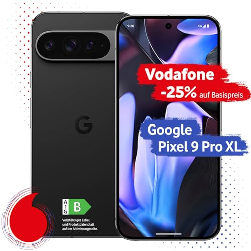 Google Pixel 9 Pro XL mit Vodafone Vertrag | Aktion: 25% Basispreis-Rabatt | 24 Mon. Vertragslaufzeit | in Obsidian | mit 128 GB Speicher