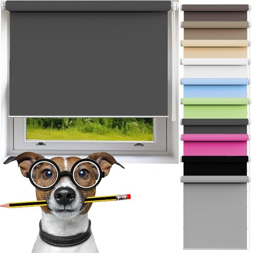 Thermorollo 35 x 160 cm Hitzeschutz Und Sichtschutz, Rollo Seitenzugrollo Verdunkelung für Fenster Und Tür, Dunkelgrau