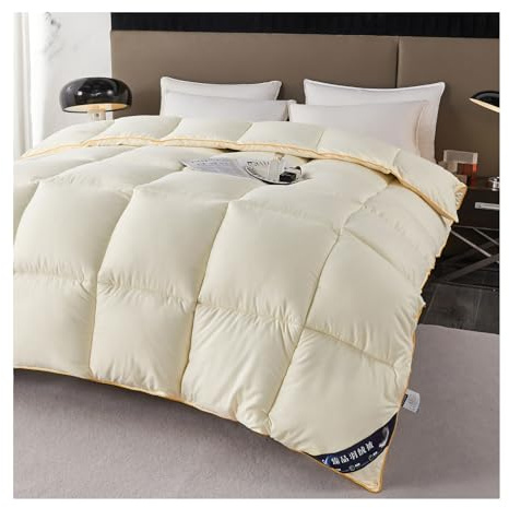 HonunGron Edredón Nórdico, Edredón de Plumas y Plumón, Invierno Colcha Nordico Cama 150/180/200 Relleno Nórdico de Plumas y Plumón Súper Suave y Esponjoso (Beige,180x220cm(2kg))