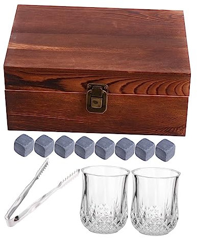 Ciieeo Marmor-kühlsteine Eiswürfel Holzbox-set Becher Zangen Whiskey-steine ​​für Kühle Getränke Ohne Schmelzen