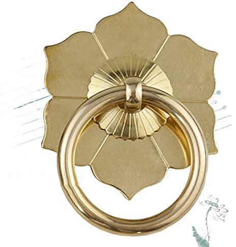 Türklopfer, Messing-Türklopfer, traditioneller Türklopfer, blumenförmiger Messing-Türklopfer, Retro-Bronze-Türgriff, antike Tür for Haustür(Brass)
