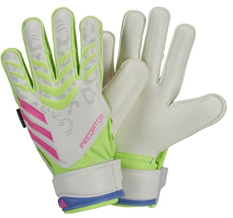 Adidas Predator Match Fingersave Torwarthandschuhe für Kinder, Uni, Erwachsene, LUCLEM/White/LUCPNK 34