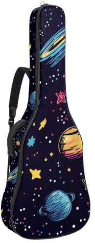 Niedliche, bunte Gitarrentasche mit Autos, gepolsterter Rucksack für Akustikgitarre, Rucksack mit verstellbaren Schultergurttaschen, Mehrfarbig 04, 42.9x16.9x4.7 in, Lässiger Tagesrucksack