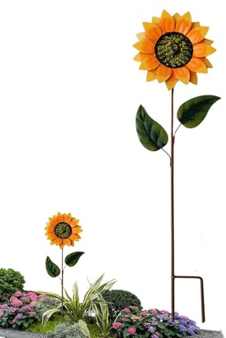 Pali da giardino – Ornamento di fiori in metallo per esterni | Insegne decorative per sentieri, cortili, decorazioni a tema o giardino, design resistente alle intemperie