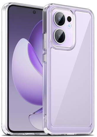 Liisooka Transparentt Skal för Oppo Reno 13 FS 5G/Reno 13 F 5G/4G, Militärgrads Fallskydd, Gulförhindrande Skyddshölje med Hård PC-baksida, Ultratunt Chocksäkert Skal Mot Repor