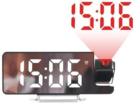 Generisch Réveil avec projecteur, réveil avec Projection au Plafond | Douze Vingt-Quatre Heures Assombrissement Automatique Affichage Salon Salle de Classe