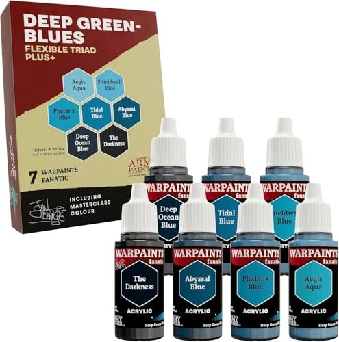 The Army Painter, Warpaints Flexible Triad PLUS+: Deep Green-Blues, 7 x 18 ml akrylfärger – Hobbyfärg i miniatyrkvalitet för Dungeons and Dragons och Warhammer-miniatyrer.