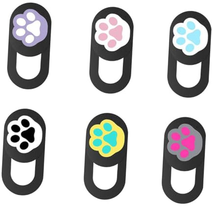 Uonlytech Cubierta Deslizante para Cámaras Web, 6 Unidades, Diseño De Garra De Gato, Protección De Privacidad Adhesiva, Tamaño Pequeño, Compatible Portátiles y Tabletas, Color Negro
