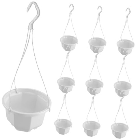 FUNOMOCYA 10 Ensembles Pots de Fleurs Suspendus Plastique avec Crochet Jardinières Octogonales pour Orchidées et Plantes Intérieur Pots Plastiques Suspendus pour Décoration Maison et Jardin