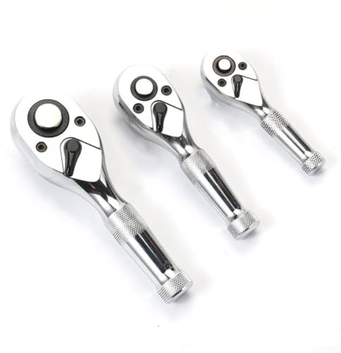 Zilimontt Set di chiavi a cricchetto da 4 3/8/2 pollici con testa a sgancio rapido a 72 denti per riparazioni automobilistiche, motociclette e strumenti domestici (argento)