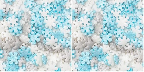 PME Cake Perles Décoratives de Noël | Flocons de Neige (25g) | Décorations Comestibles Festives pour Gâteaux, Cupcakes et Pâtisseries d’Hiver (Lot de 2)