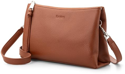 befen Echtleder Handtasche Damen Klein Leder Umhängetasche RFID-Blockierung | Kleine Crossbody Bag Schultertaschen für Frauen mit Verstellbar Schultergurt für Reise, Arbeit, Einkaufen