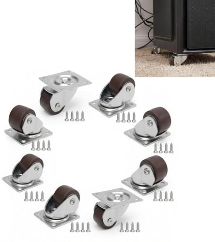 Juego de 8 Ruedas Pequeñas Giratorias para Muebles – Ruedas de Goma Antideslizantes de 360 Grados con Tornillos y Destornillador Incluidos, Ideal para Cajones, Armarios y Proyectos de Bricolaje