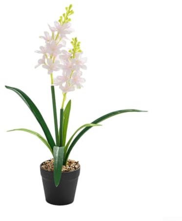 PureBowlic realistisk konstgjord hyacint krukväxt 34 cm hög falsk blomma i 8,5 cm kruka för dekor bröllopsfest bord bordsuppsats grafisk rekvisita långvarig plast fuskblomma krävs inte (ljusrosa)