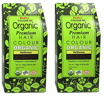 Radico Hellbraun 2er-Pack Colour Me Organic Pflanzenhaarfarbe (bio, vegan, Naturkosmetik) Hellbrx2