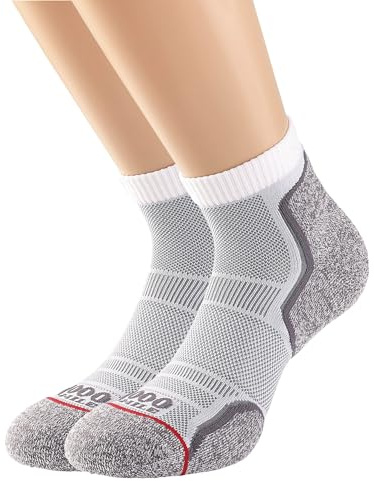 1000 Mile Men's Sock-twin Wh/Gry 2261w-large (9-11) MILE RUN ANKLET SOCK TWIN PK WH GRY 2261W LARGE 9 11 , White, L UK