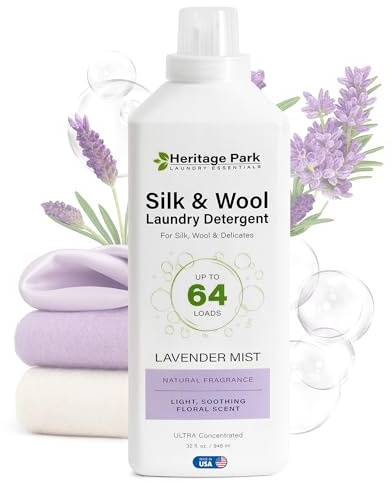 Heritage Park Silk & Wool All-Natural Lavender Mist Scent, pH-Neutral Laundry Detergent – Enzyme-Free, Concentrated Up to 64 loads (32 fl oz)