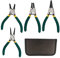 Gobesty Sprengringzangen Set, 4 Stück 125mm Sprengringzange Rutschhemmend Sicherungsringzange mit Taschen, Grün Gebogen/Gerade Seegeringzange Innen/Außen