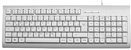 MediaRange - Teclado con cable y lector de tarjetas, color blanco