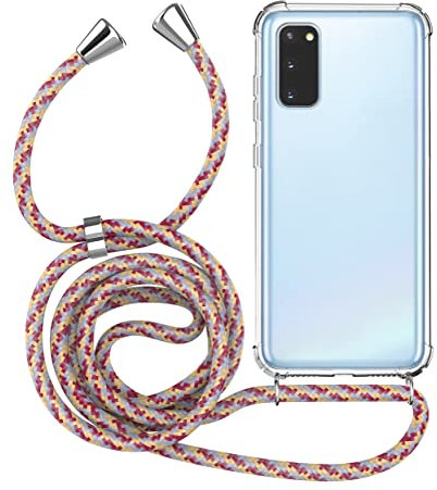 MyGadget Funda para Samsung Galaxy S20 FE - Carcasa con Cuerda en Silicona TPU Suave con Cordón - Case y Correa Adjustable - Multicolor