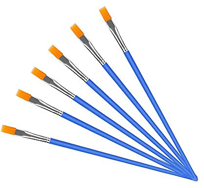 WYAN WYAN 6 pennelli piatti con piccola quantità di pennello, per dettagli raffinati, pittura acrilica, olio, acquerello, guazzo, modello, disegno graffiti (blu)