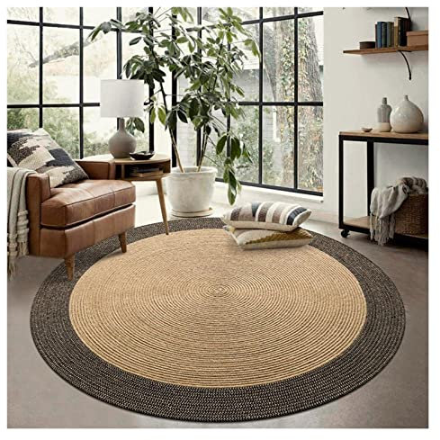 YJEUZCD Natural Sisal Teppich, Rund 1cm Dicken Wohnzimmer Area Rug, Fußmassage Textur Restaurant Schlafzimmer Hotel Bodenmatte, Benutzerdefinierte Größe (Farbe : Braun, Größe : 130cm)