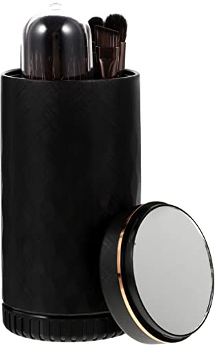 FOMIYES Portable Makeup Brush Set with Mirror 6-in-1 Brush Set for Women Sponges