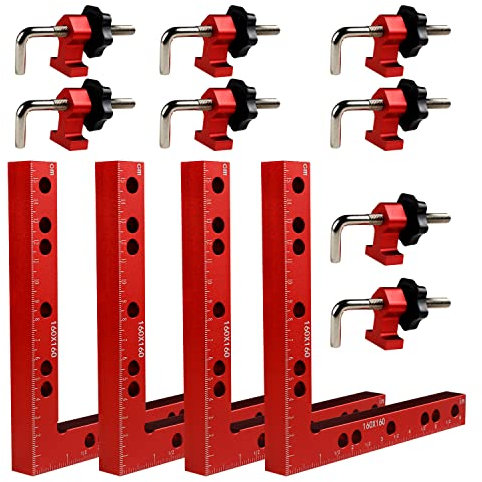 Clamping Squares for Woodworking, 6.3 x 6.3 90 Degree Positioning Squares Right Angle Corner Clamps for Woodworking, 16 x 16cm Aluminum Alloy Woodpeckers Tool for Picture Frame Box Cabinets
