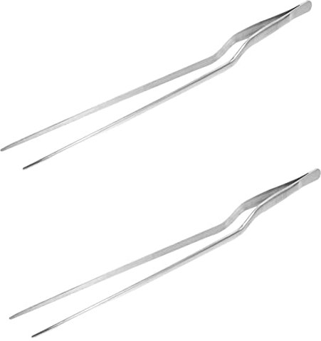 Cabilock 2pcs Stainless Steel Cooking Tweezers Kitchen Tool for Food Handling and Plate Decorating and Reliable for Home Supplies