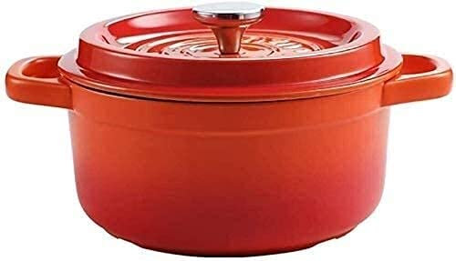 Olla De Barro para Cocinar Cazuela De Cerámica con Tapa, Sopera De Doble Asa Olla De Barro Sopera, Cazuela De Olla Resistente Al Calor (Naranja 4L)
