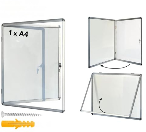 KARAT - Vitrine d'affichage - Enseignes murales en Verre Acrylique - Panneau magnétique - Tableaux d'affichage -Cadres d'affichage avec Serrure - Armoires d'affichage Cadre en Aluminium - Format 1xA4
