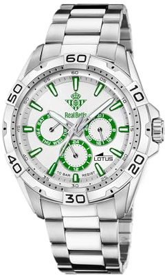 LOTUS Reloj 18939/1 Oficial Real Betis - Hombre, Multifunción, Caja de Acero Inoxidable, Temporada 2024/2025
